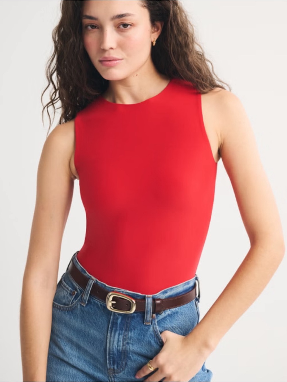 Abercrombie Red Sleeveless Bodysuit - Soft A&F Collection - Size XS